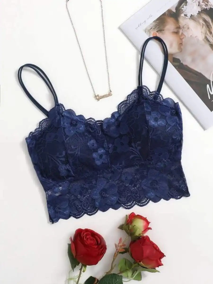 Floral Pattern Lace Bralette-Soco Hoodie