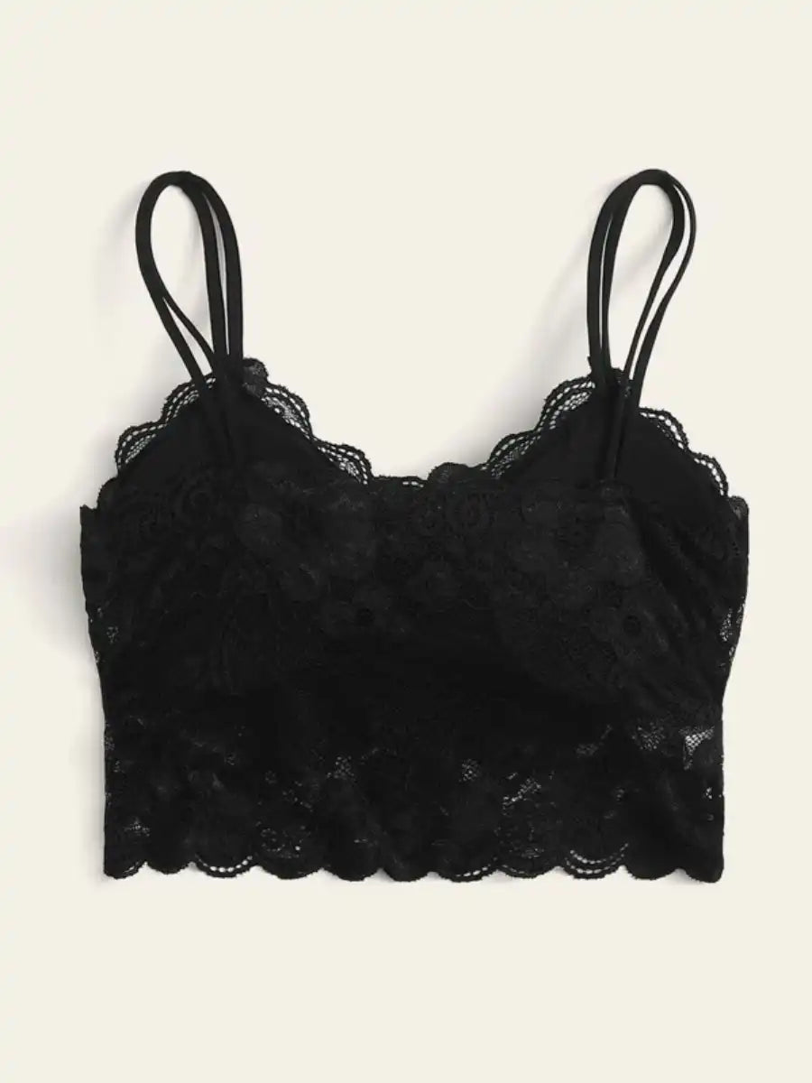 Floral Design Lace Bralette-Soco Hoodie
