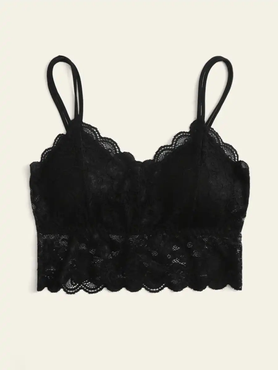 Floral Design Lace Bralette-Soco Hoodie
