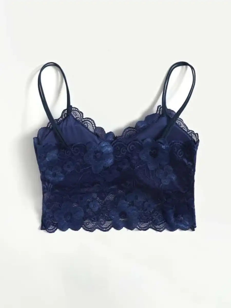 Floral Pattern Lace Bralette-Soco Hoodie