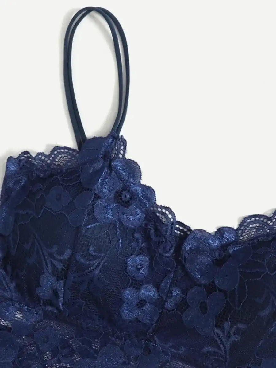 Floral Pattern Lace Bralette-Soco Hoodie