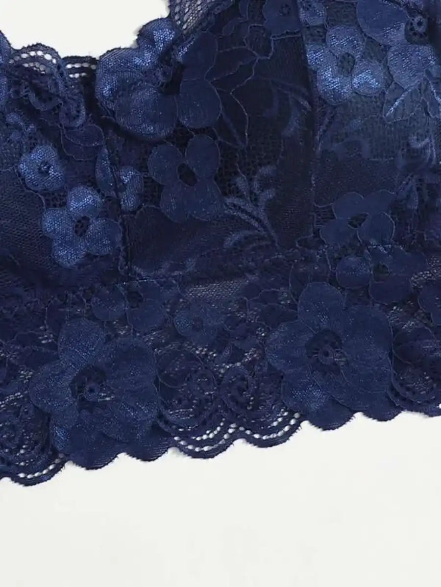 Floral Pattern Lace Bralette-Soco Hoodie