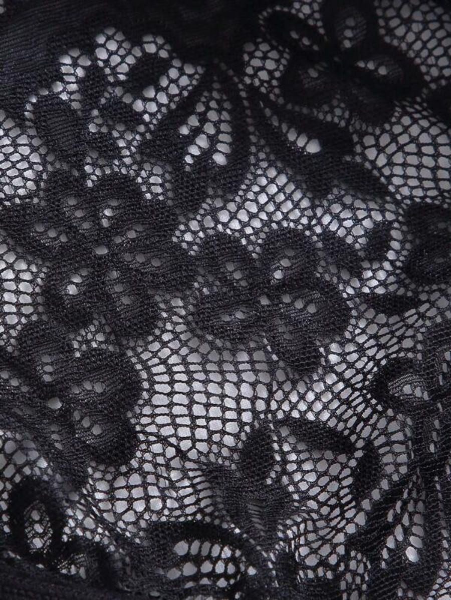 Floral Lace Crotchless Teddy Bodysuit-Soco Hoodie