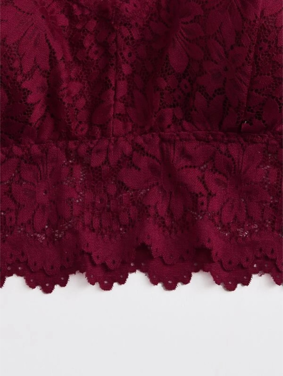 Floral Lace Longline Bralette-Soco Hoodie