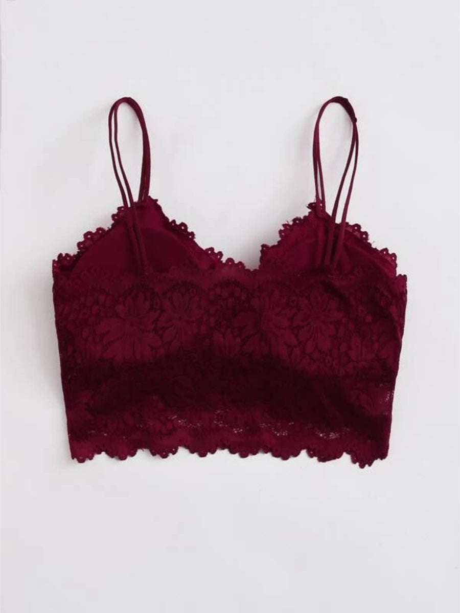 Floral Lace Longline Bralette-Soco Hoodie
