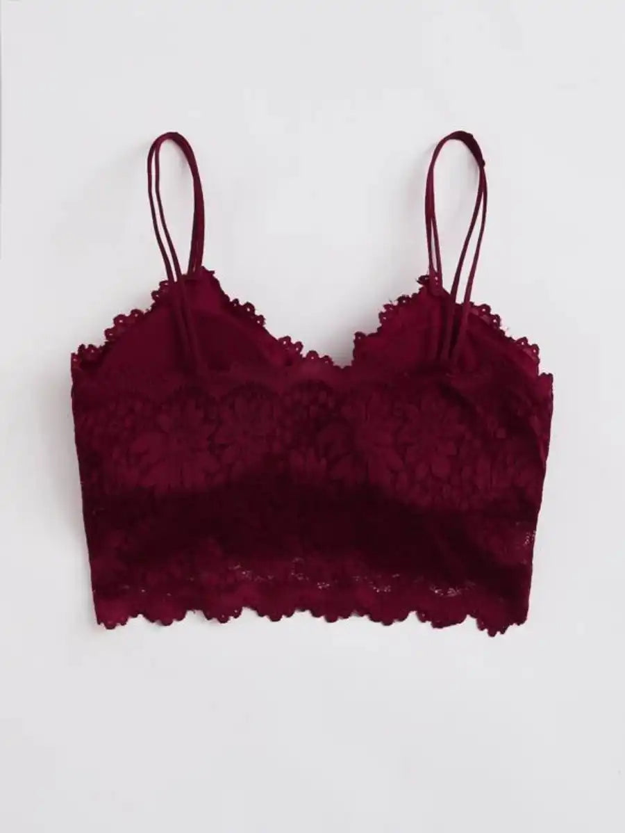 Floral Lace Longline Bralette-Soco Hoodie