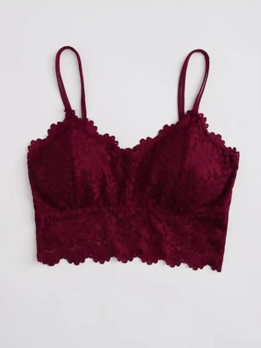Floral Lace Longline Bralette-Soco Hoodie