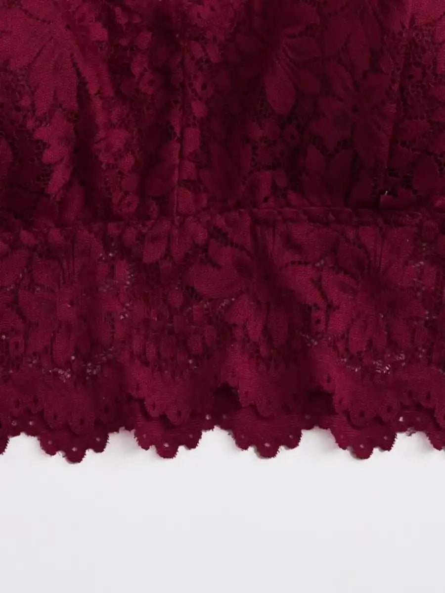 Floral Lace Longline Bralette-Soco Hoodie