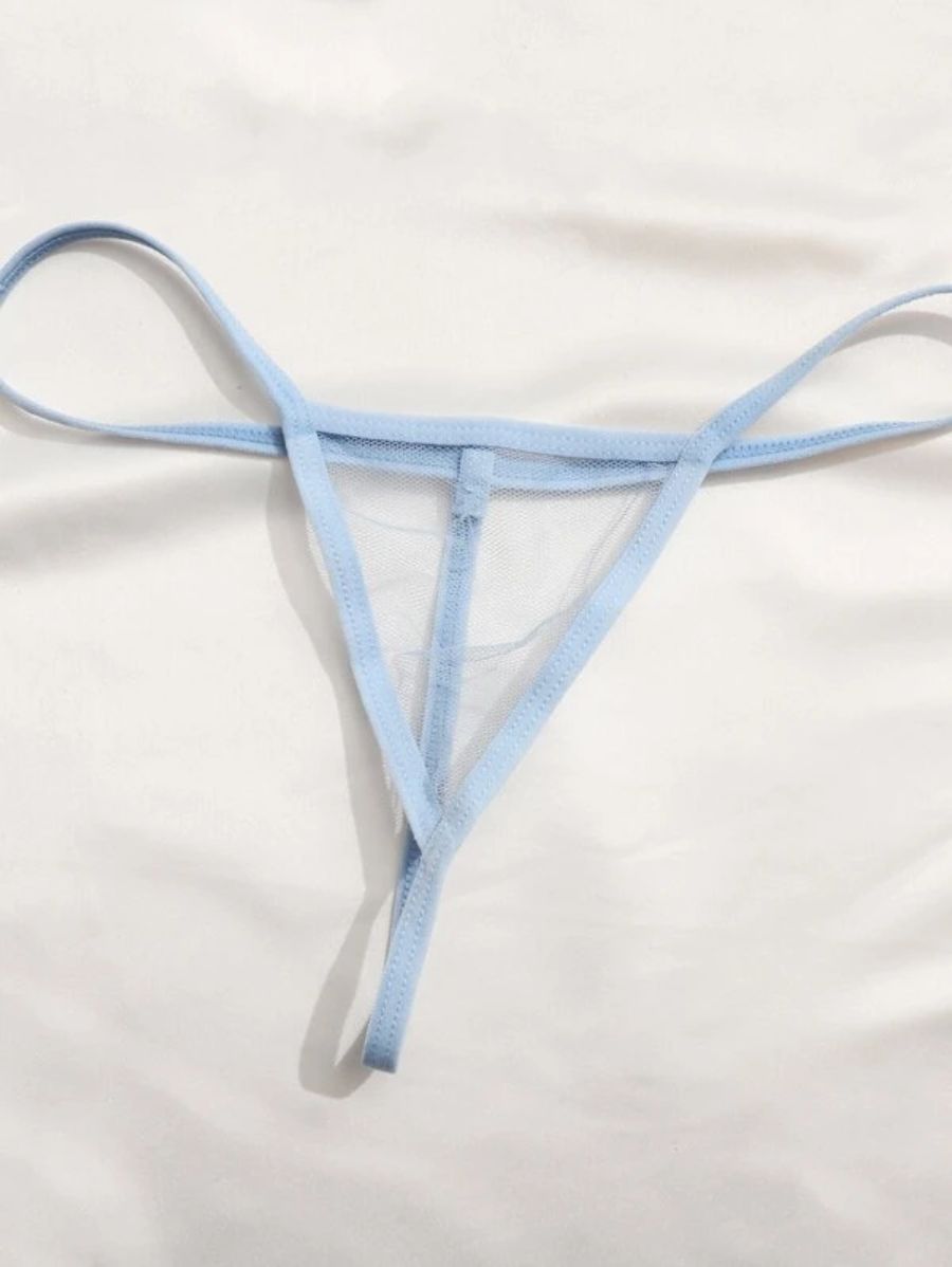 Floral Lace Pattern Mesh Slips With Thong-Soco Hoodie