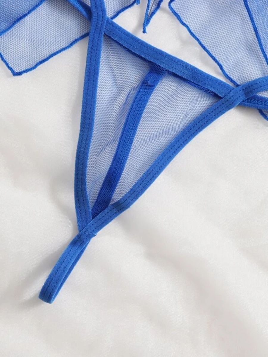 Floral Lace Pattern Mesh Slips With Thong-Soco Hoodie