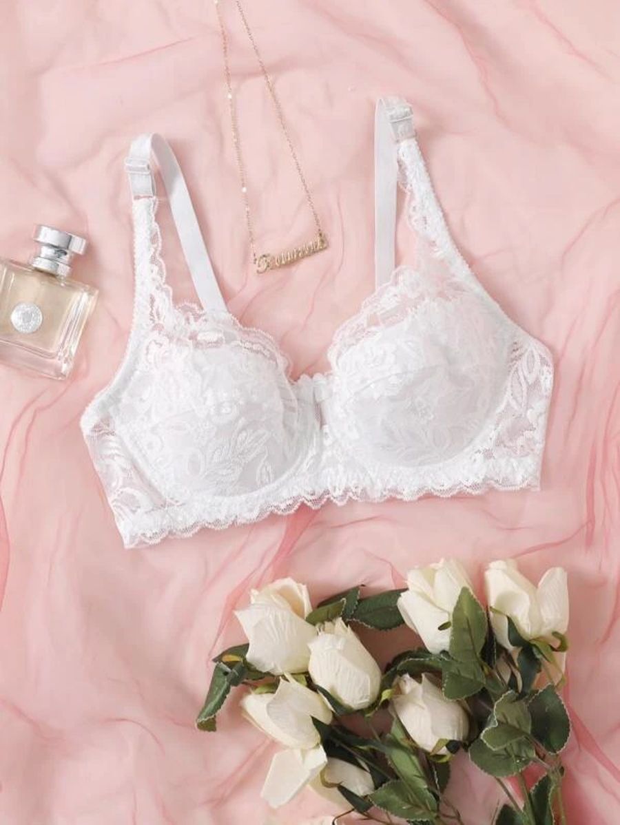 Floral Lace Pattern Underwire Bra-Soco Hoodie