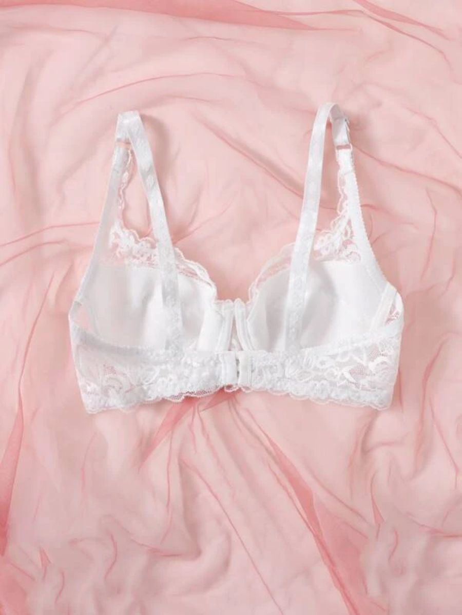 Floral Lace Pattern Underwire Bra-Soco Hoodie