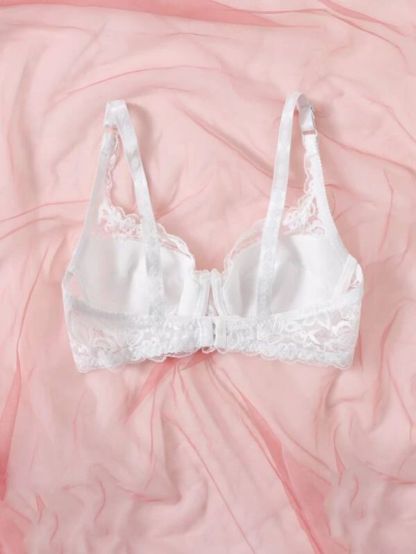 Floral Lace Pattern Underwire Bra-Soco Hoodie