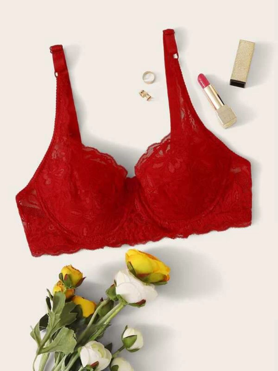 Floral Lace Pattern Underwire Bra-Soco Hoodie