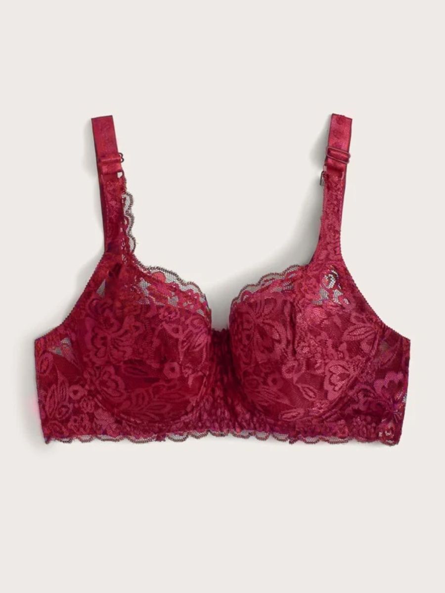 Floral Lace Pattern Underwire Bra-Soco Hoodie