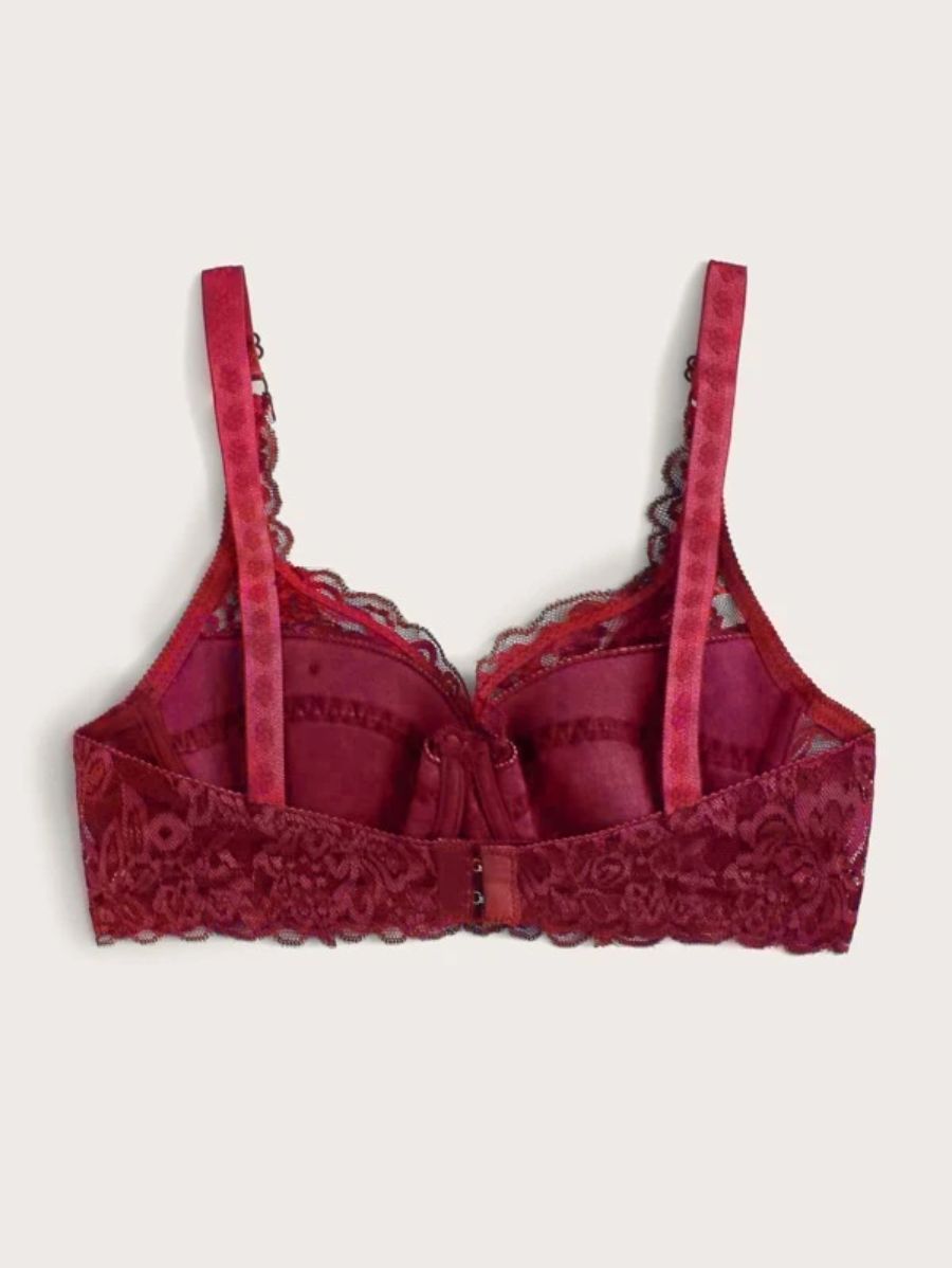 Floral Lace Pattern Underwire Bra-Soco Hoodie
