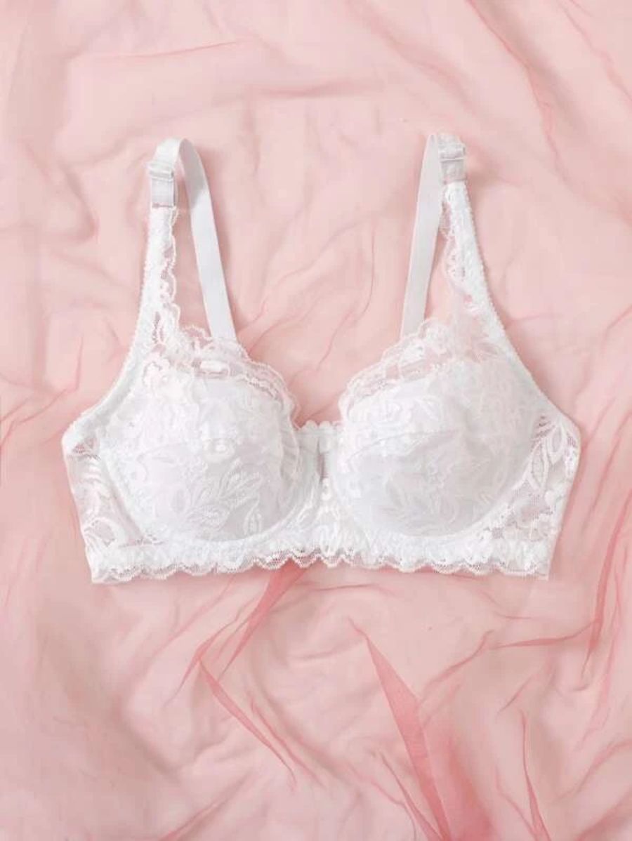 Floral Lace Pattern Underwire Bra-Soco Hoodie