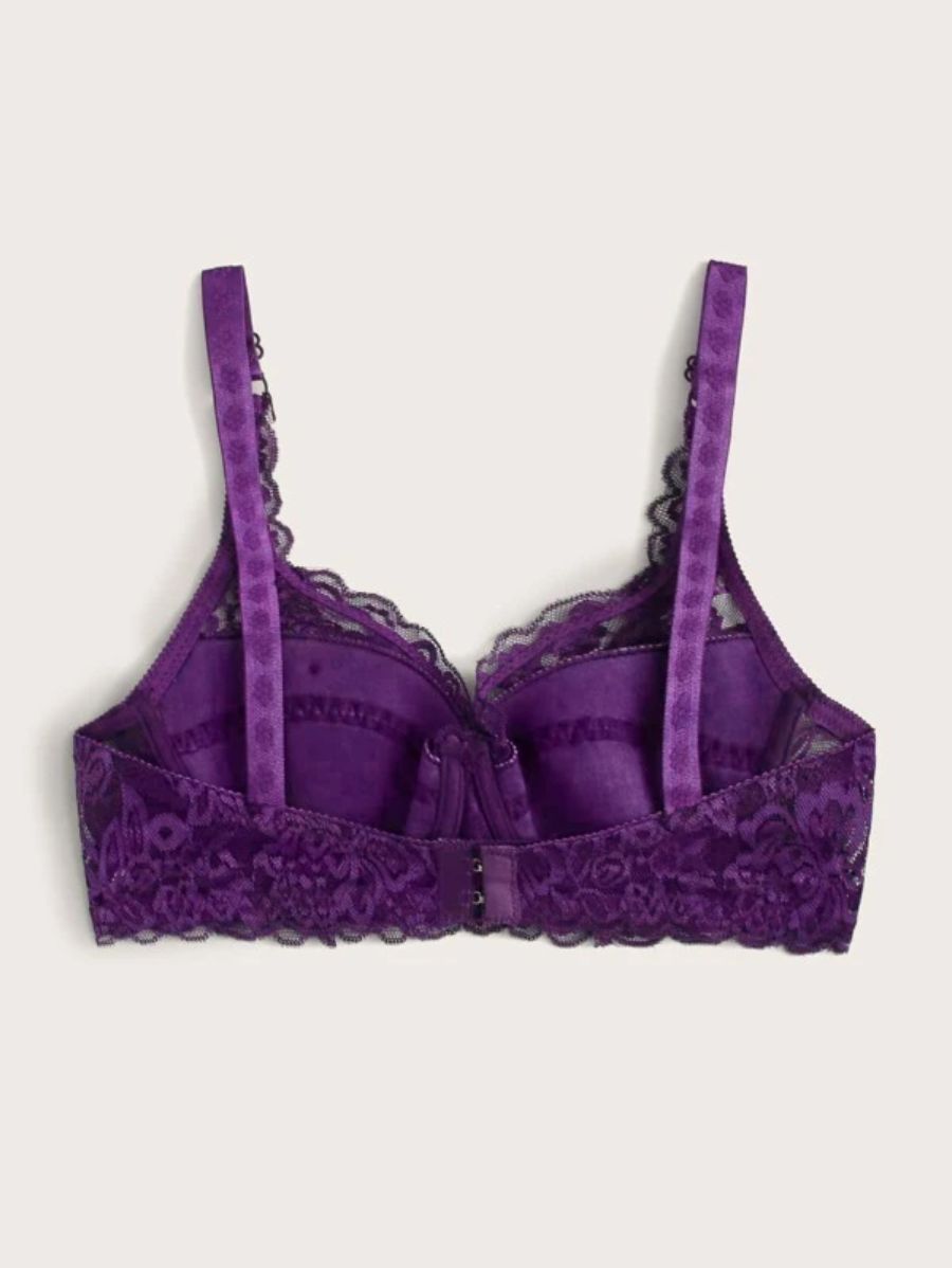 Floral Lace Pattern Underwire Bra-Soco Hoodie