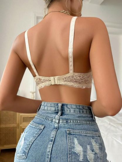 Floral Lace Pattern Underwire Bra-Soco Hoodie