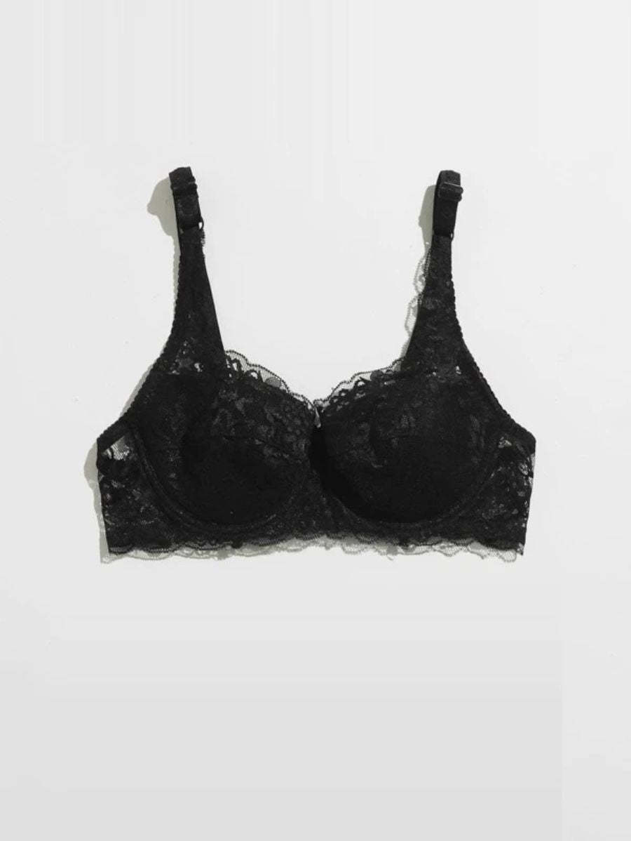 Floral Lace Pattern Underwire Bra-Soco Hoodie