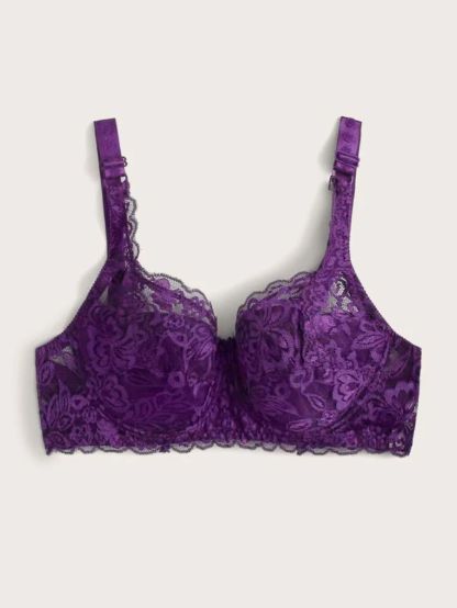 Floral Lace Pattern Underwire Bra-Soco Hoodie