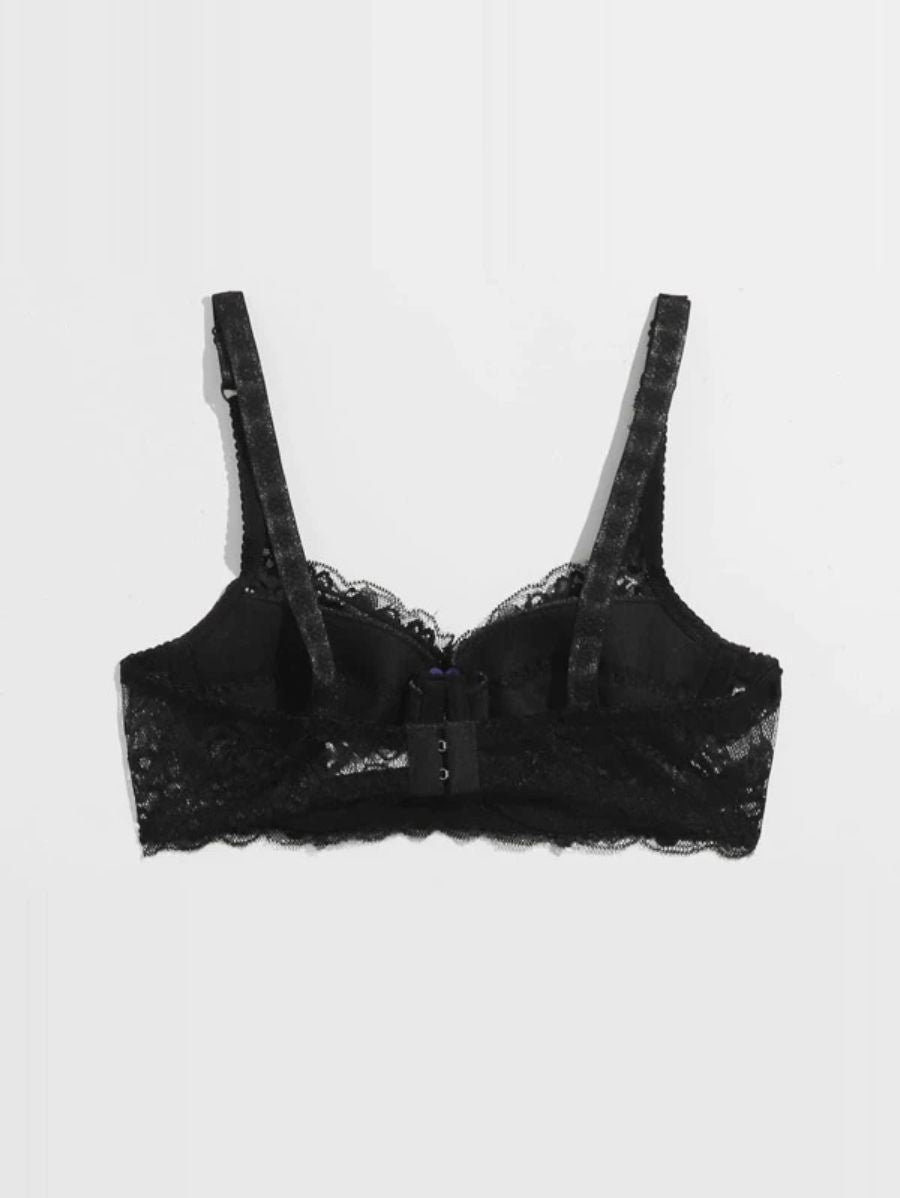 Floral Lace Pattern Underwire Bra-Soco Hoodie