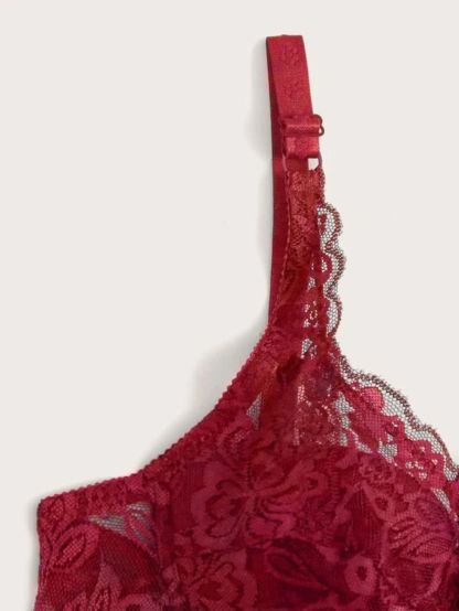 Floral Lace Pattern Underwire Bra-Soco Hoodie