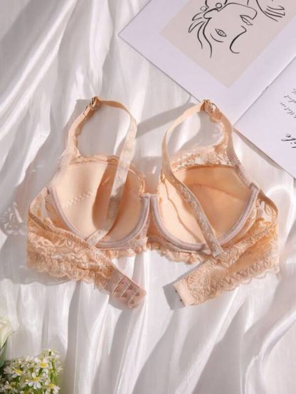 Floral Lace Pattern Underwire Bra-Soco Hoodie