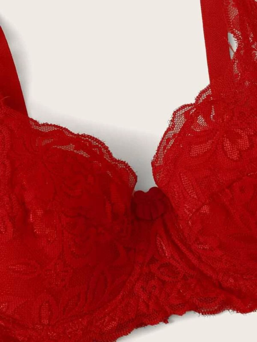 Floral Lace Pattern Underwire Bra-Soco Hoodie