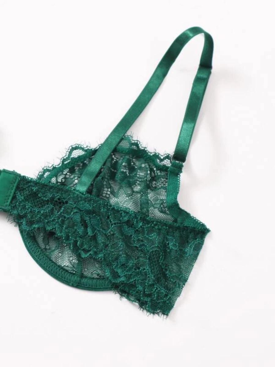 Floral Lace Pattern Underwire Lingerie Set-Soco Hoodie