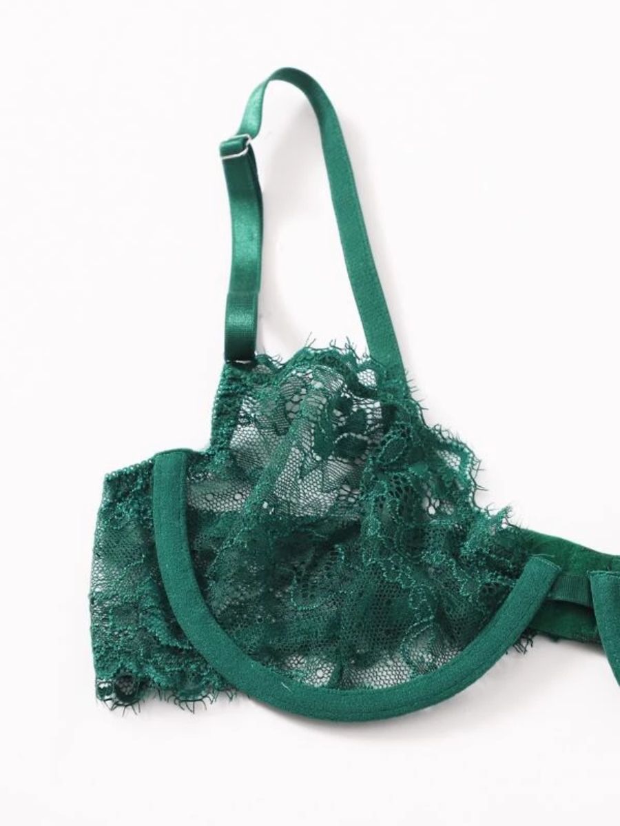 Floral Lace Pattern Underwire Lingerie Set-Soco Hoodie