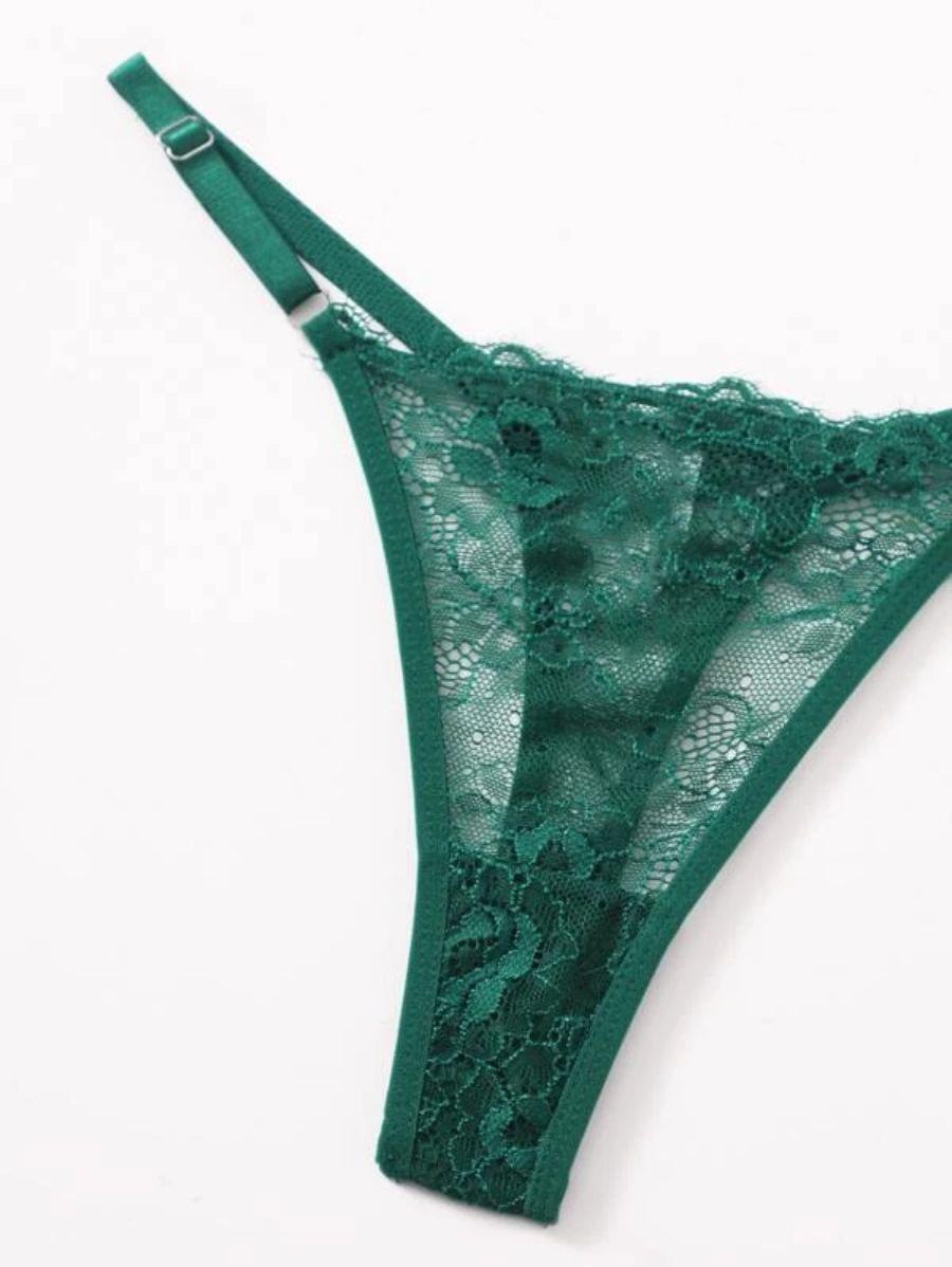 Floral Lace Pattern Underwire Lingerie Set-Soco Hoodie