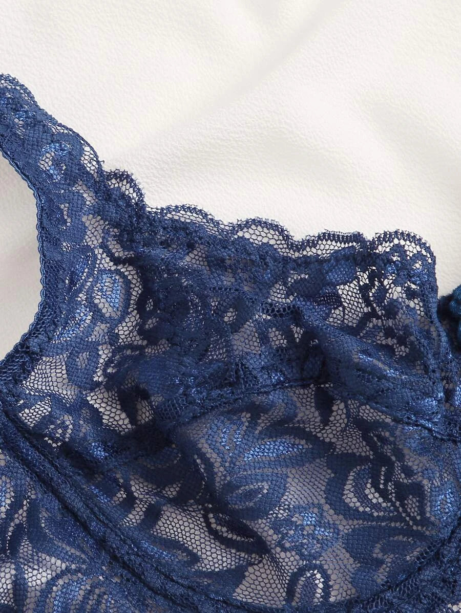 Floral Lace Sheer Underwire Bra-Soco Hoodie