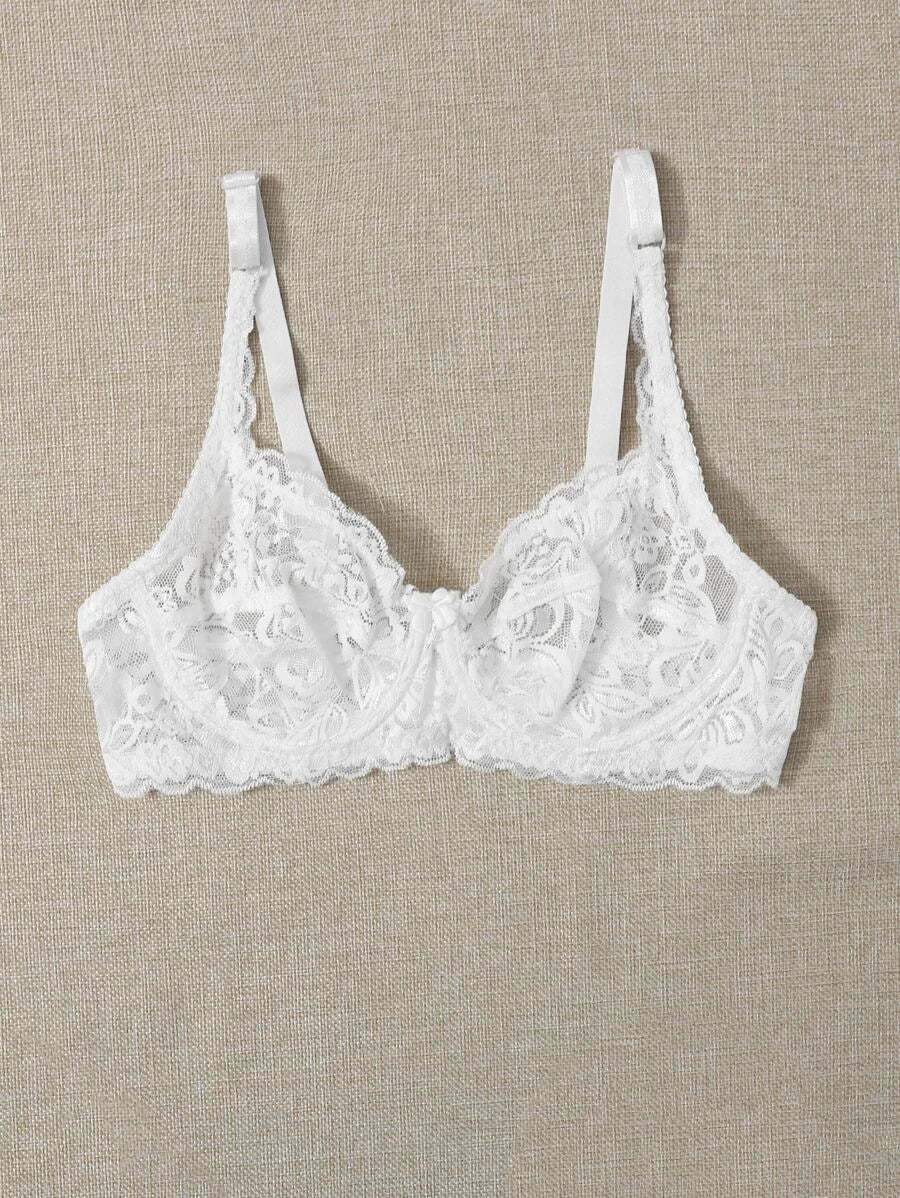 Floral Lace Sheer Underwire Bra-Soco Hoodie