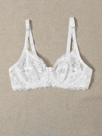 Floral Lace Sheer Underwire Bra-Soco Hoodie
