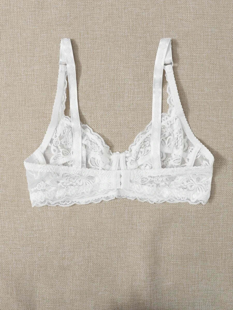 Floral Lace Sheer Underwire Bra-Soco Hoodie
