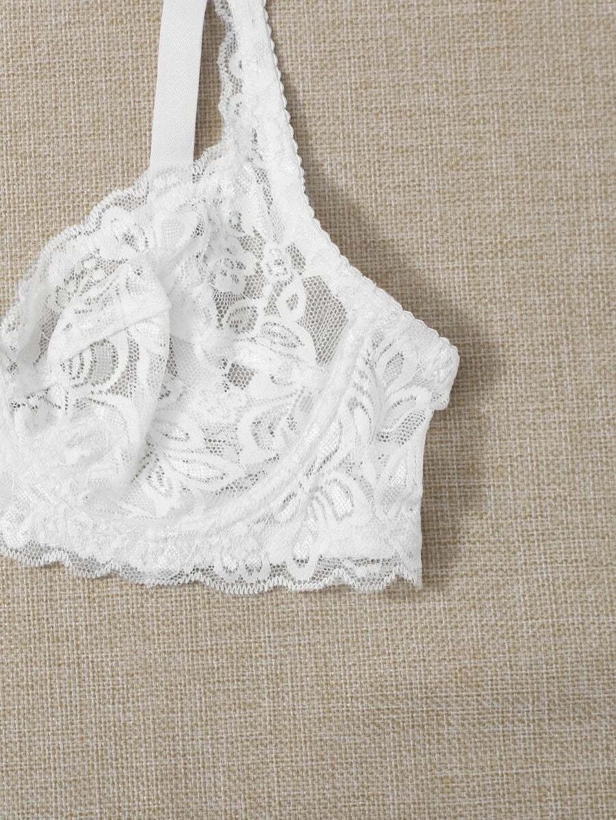 Floral Lace Sheer Underwire Bra-Soco Hoodie