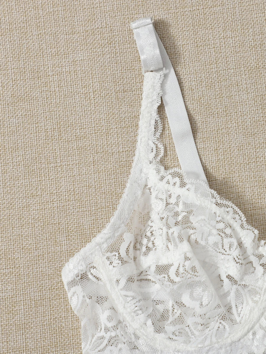 Floral Lace Sheer Underwire Bra-Soco Hoodie