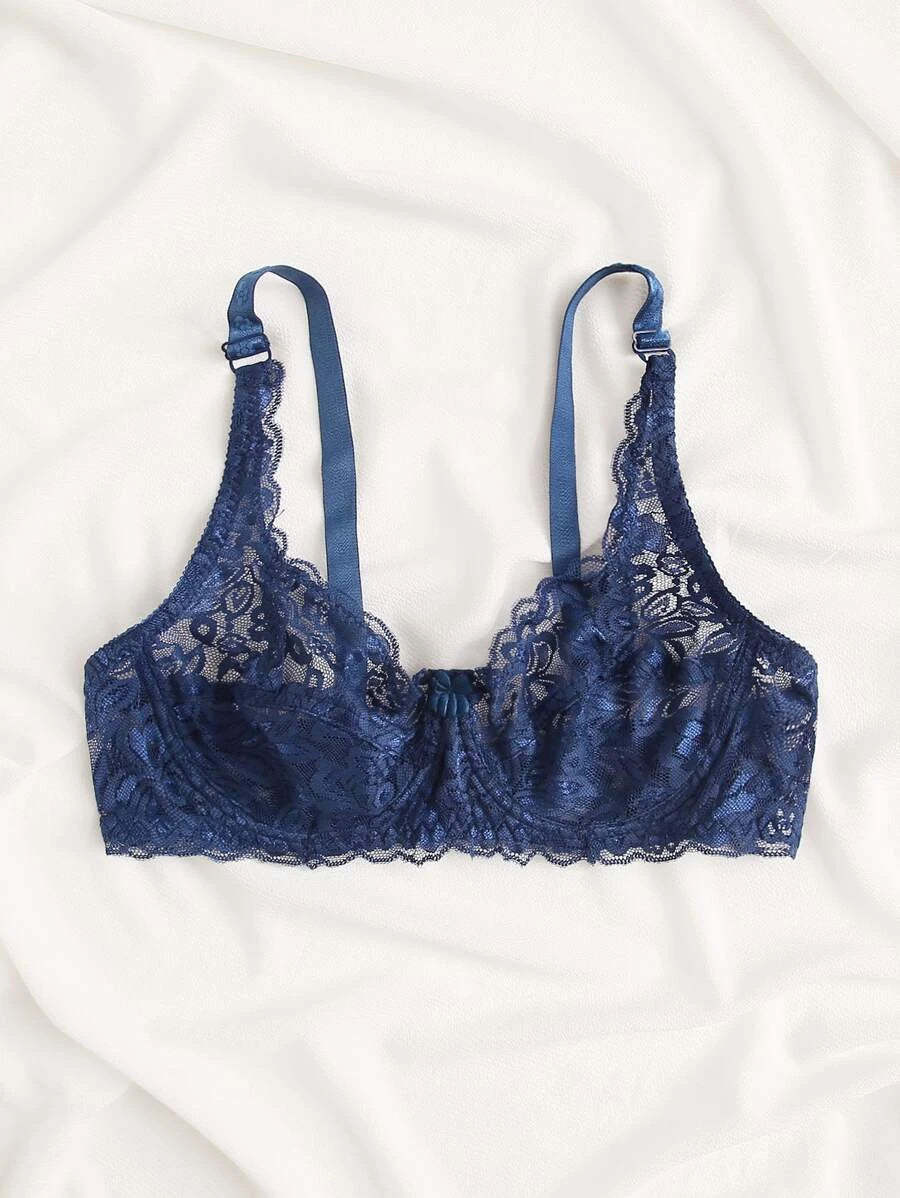 Floral Lace Sheer Underwire Bra-Soco Hoodie