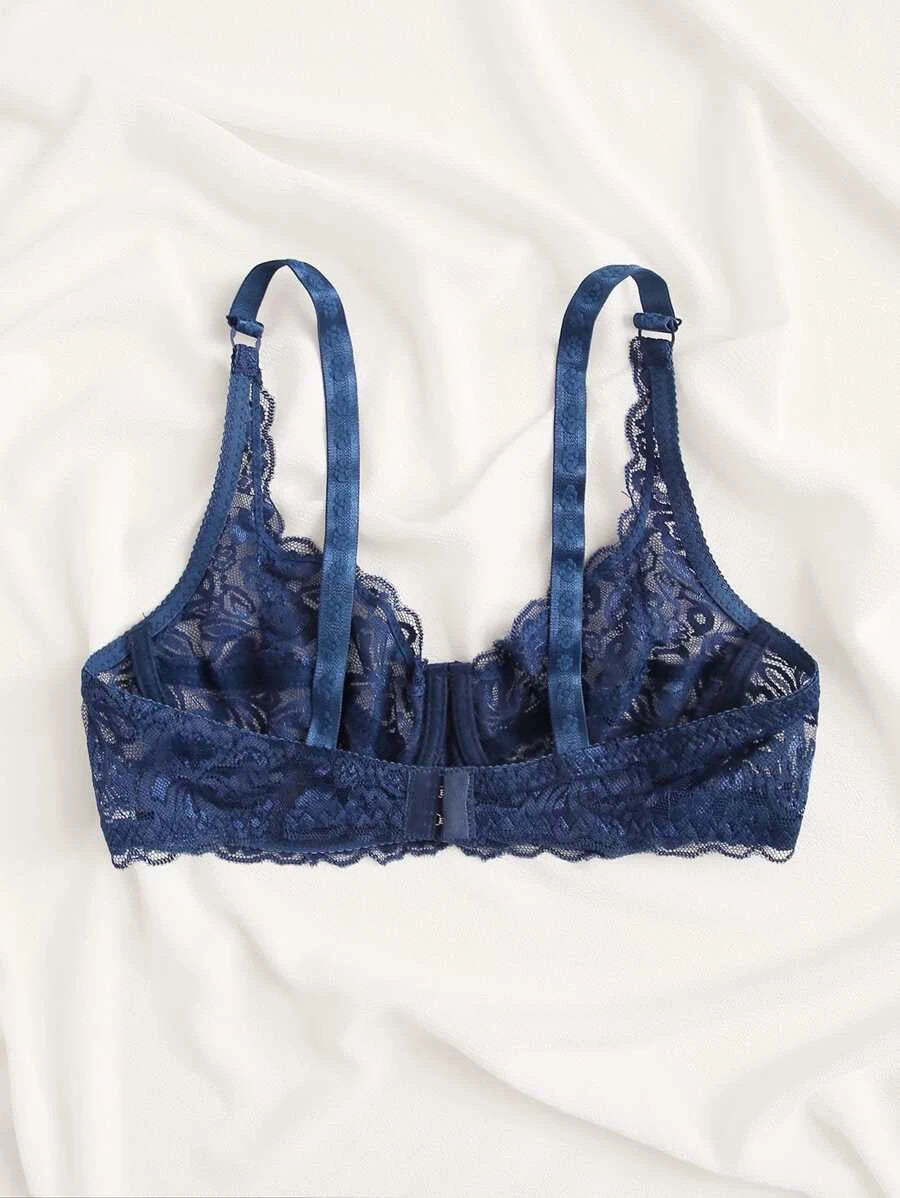 Floral Lace Sheer Underwire Bra-Soco Hoodie