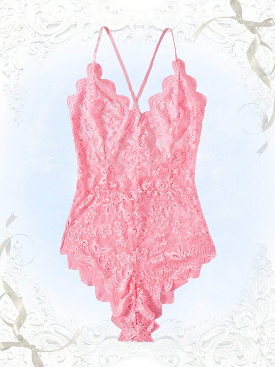 Floral Lace Teddy Bodysuit-Soco Hoodie