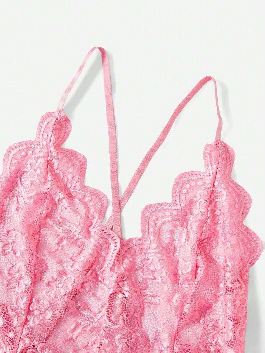 Floral Lace Teddy Bodysuit-Soco Hoodie