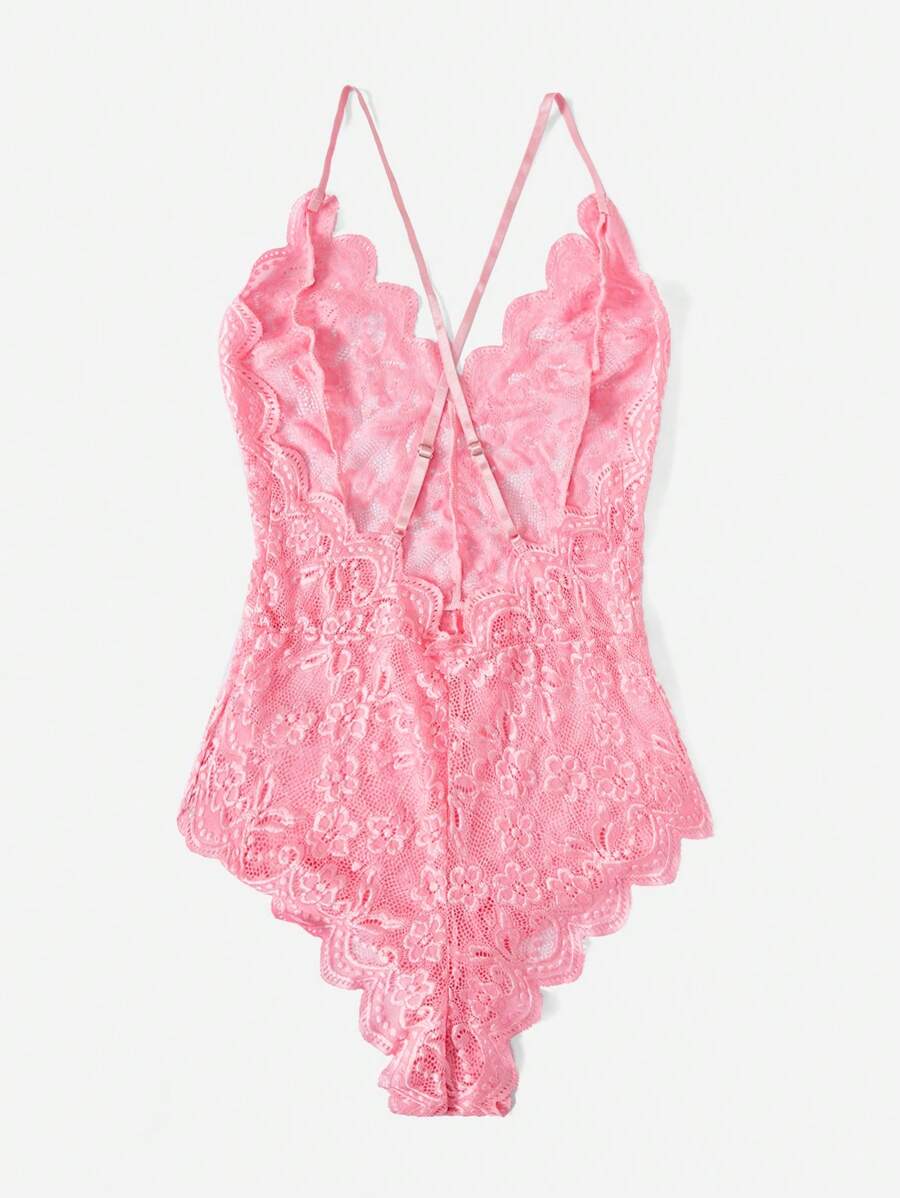 Floral Lace Teddy Bodysuit-Soco Hoodie