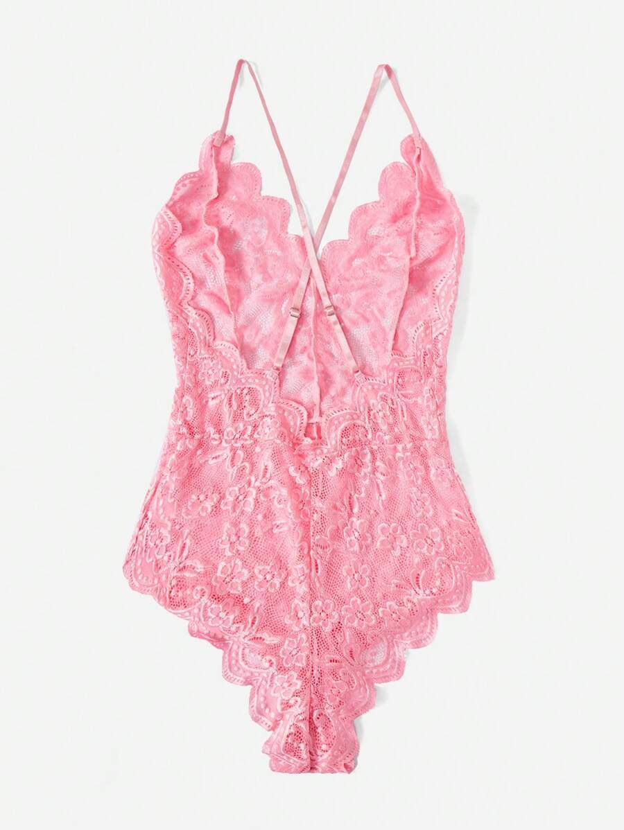 Floral Lace Teddy Bodysuit-Soco Hoodie