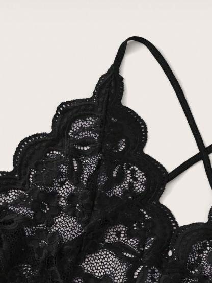 Floral Lace Teddy Bodysuit-Soco Hoodie