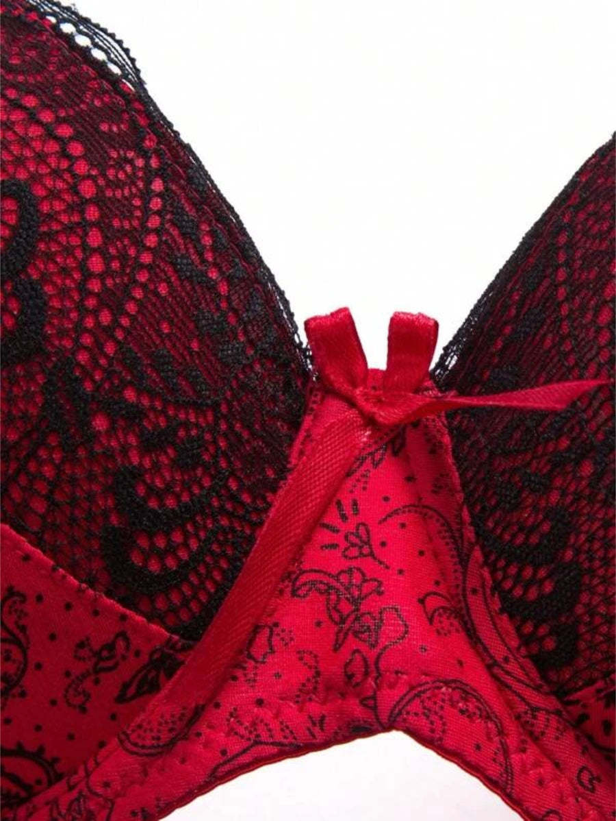 Floral Lace Underwire Bra-Soco Hoodie