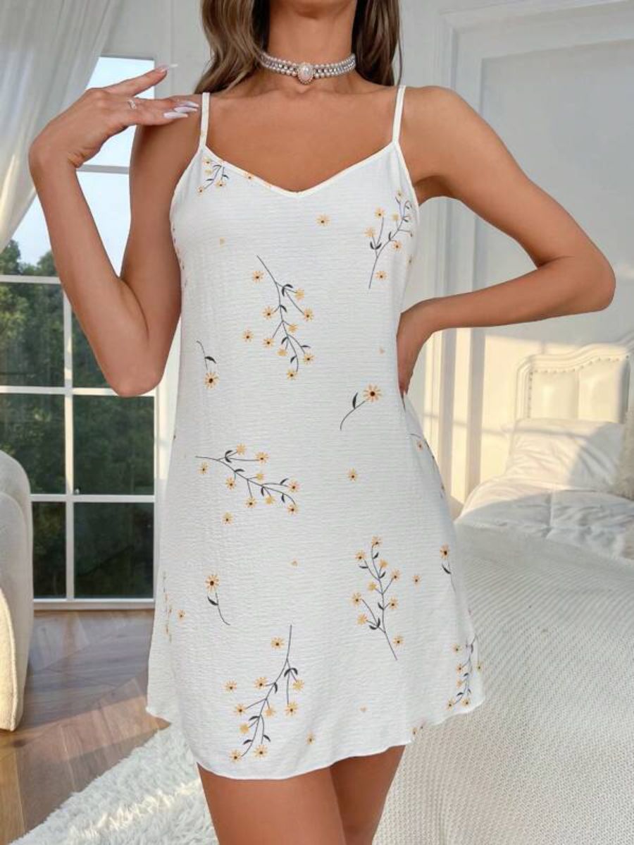 Floral Print Cami Nightdress-Soco Hoodie