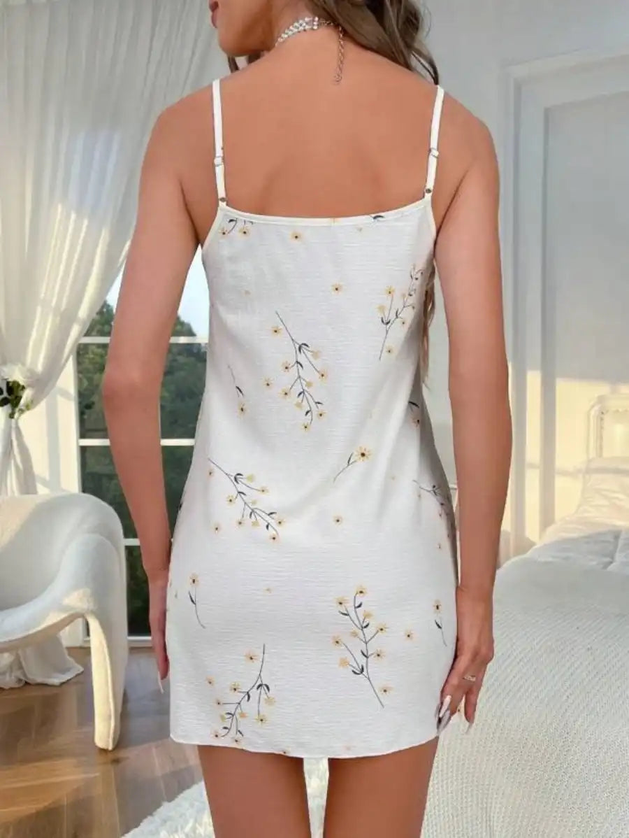Floral Print Cami Nightdress-Soco Hoodie