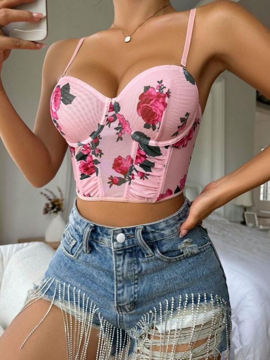 Floral Print Underwire Bra-Soco Hoodie