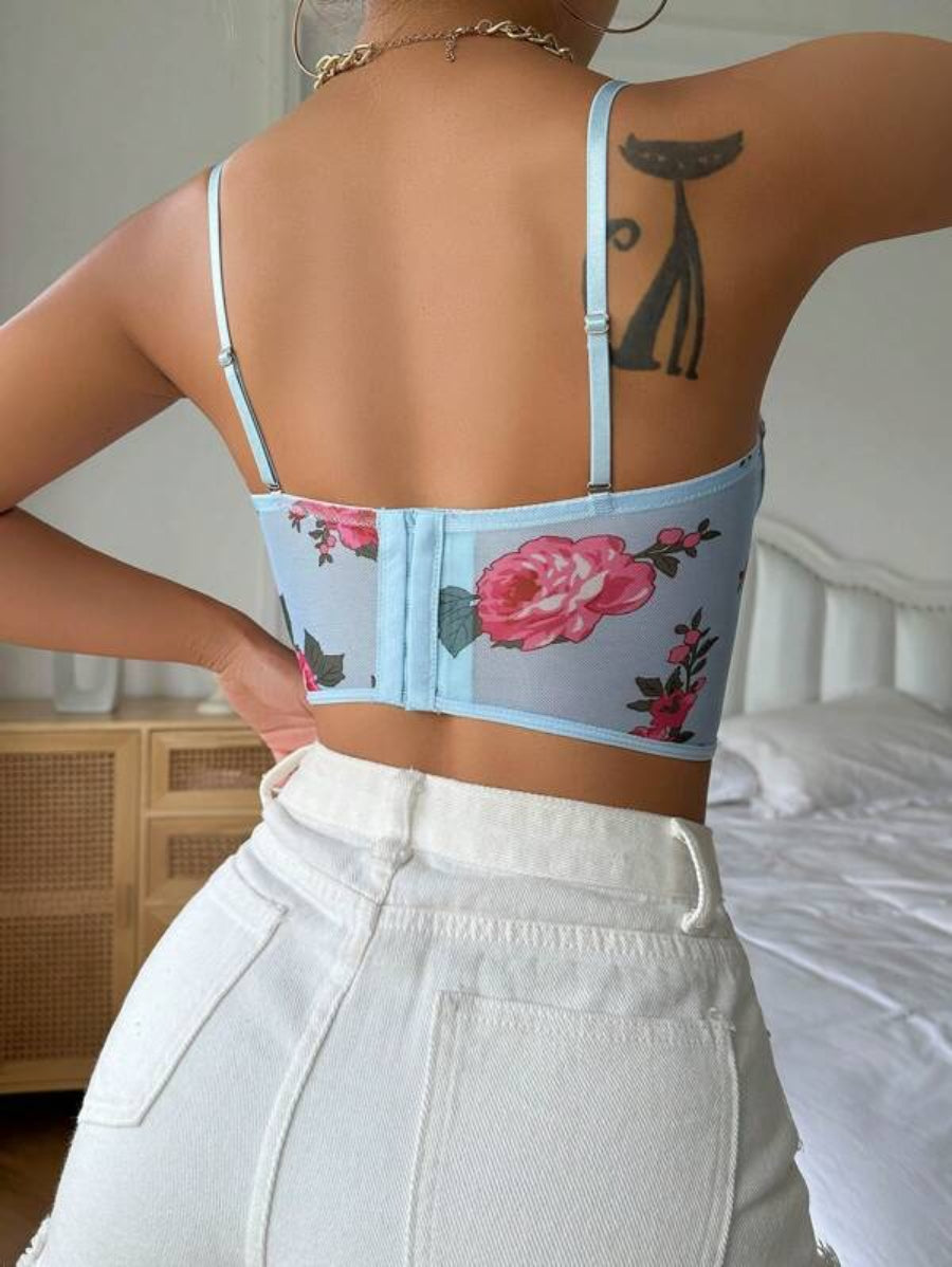 Floral Print Underwire Bra-Soco Hoodie